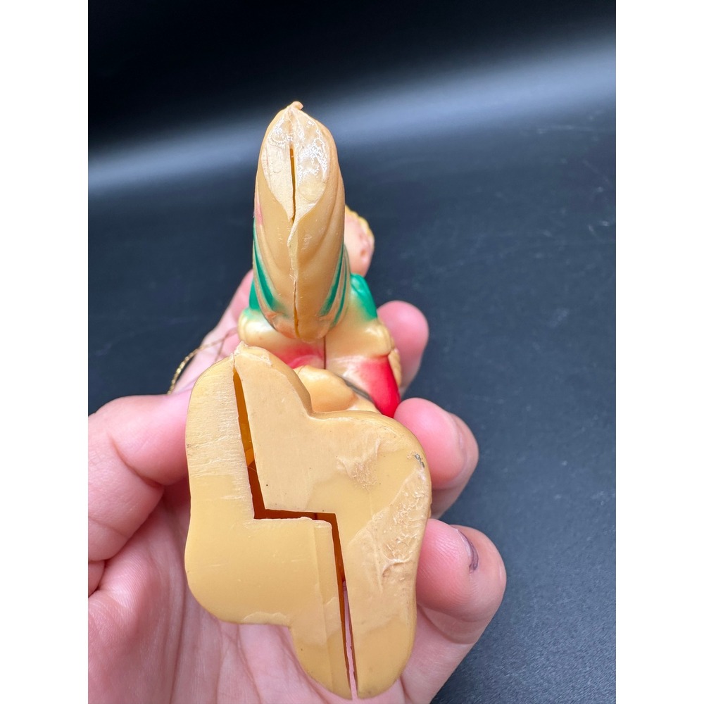 Vintage Blow Mold Santa Ornament Holding Doll in Stocking Christmas Plastic - Picture 2 of 6